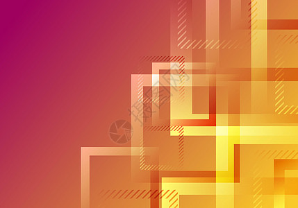 现代抽象几何方形边框形状设计粉色和黄色渐变色背景图片