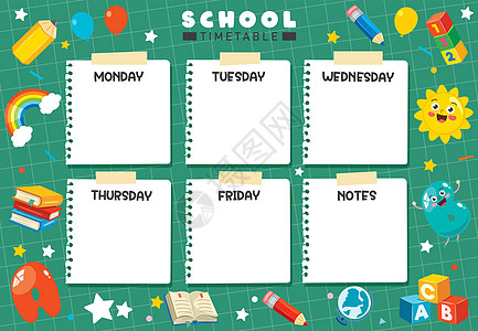 儿童每日和每周计划插图幼儿园笔记男生日记女孩孩子学生日程学习图片