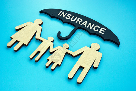 人寿保险概念 一个保护家庭的保护伞帮助健康保险生活医疗保健援助商业安全卫生医疗保险背景图片
