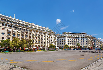 希腊塞萨洛尼基亚里士多德广场旅游天空沙龙景观观光历史性蓝色地标建筑建筑学图片
