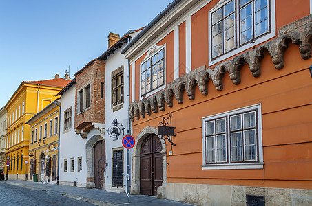 匈牙利布达佩斯布达街Buda街蓝色历史景观街道旅行城市天空观光建筑学首都图片