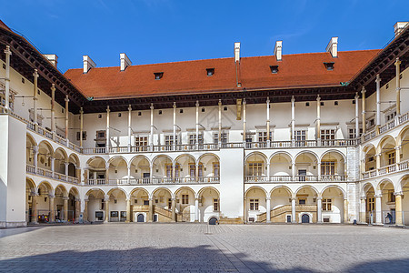 波兰克拉科夫Wawel 文艺复兴广场纪念碑院子城市吸引力建筑学城堡旅游庭院历史性皇家图片