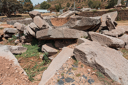 埃塞俄比亚阿克苏姆市著名的古老方尖碑世界旅游吸引力巨石废墟历史性石头纪念馆方尖碑纪念碑图片