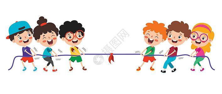 我的少女时代有趣的孩子们玩拉绳休闲弱点孩子女孩朋友时代朋友们团队公园绳索插画
