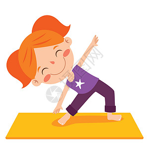 滑稽的孩子在瑜伽姿势活力沉思生活方式训练孩子们体操身体插图女孩精神图片