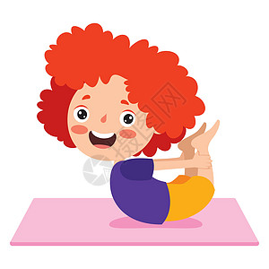 沉思的女孩滑稽的孩子在瑜伽姿势训练精神孩子们男生女孩生活方式健身房运动体操插图插画
