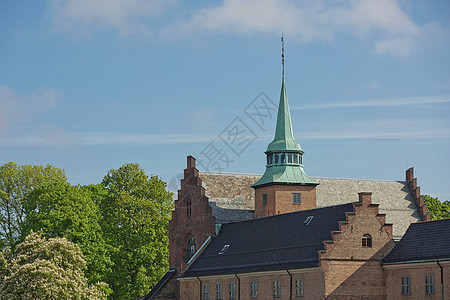 Akershus堡垒或挪威奥斯陆Akershus城堡 是为保护和提供皇家住所而建造的中世纪城堡国王峡湾建筑学建筑岩石旅游历史性天图片