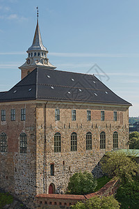 Akershus堡垒或挪威奥斯陆Akershus城堡 是为保护和提供皇家住所而建造的中世纪城堡峡湾历史城市遗产地标国王旅游石头据图片