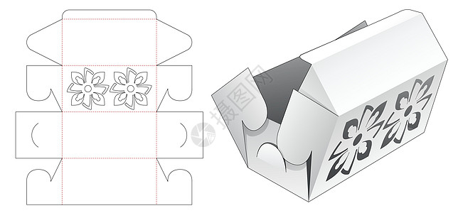 带钢印图案模切模板的折叠盒贮存商业展示卡片产品插图推介会枕头纸板盒子图片