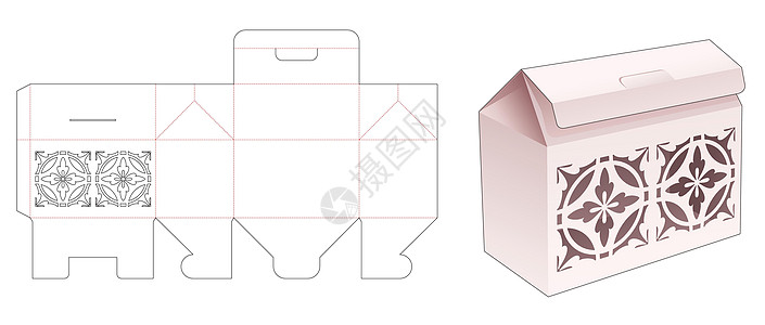 带钢印图案模切模板的翻盖袋盒卡片糖果礼物蓝图推介会盒子产品木板贮存纸板图片