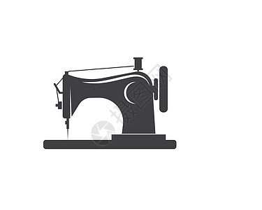 黑色缝纫机缝纫机图标标志 vecto机器衣服生产剪刀黑色剪裁家庭缝纫制衣工业插画