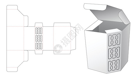 带钢印图案模切模板的倒角角盒图片