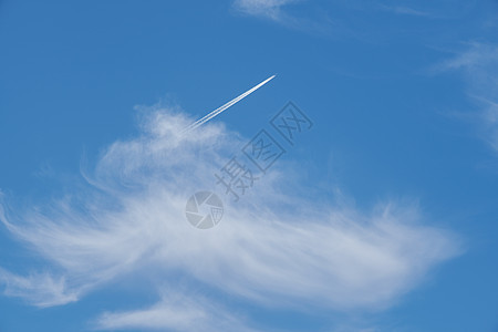 飞机在蓝色天空中飞越云层飞行图片