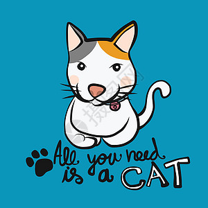 你只需要一只猫卡通矢量它制作图案涂鸦卡通片动物小猫插图宠物房子图片