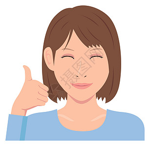 年轻女性病媒说明手势和情感表情快乐插图微笑眼睛皮肤比例化身女士头发卡通片图片