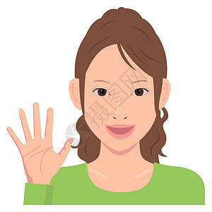 年轻女性病媒说明手势和情感表情皮肤微笑比例化妆品上半身快乐女子符号头发眼睛图片