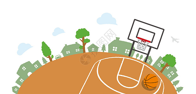 半圆形景观背景篮球场矢量它制作图案地球场地环境卡通片页脚插图土地天空草地娱乐图片