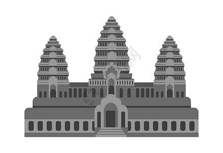 吴哥窟柬埔寨世界著名建筑矢量图旅游石头历史假期反射插图纪念碑宗教地标卡通片图片