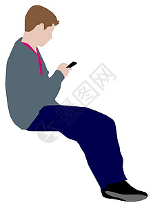 坐着的男性人平面矢量图制作图案衣服男人学生女性卡通片白色女士插图男生女孩图片