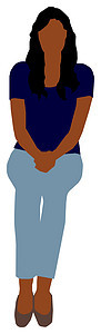 坐着的女性平面矢量图解黑人男性女士男生身体讲话衣服卡通片成人学生黑色背景图片