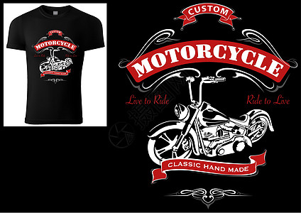 骑摩托车的人的 T 恤设计图片