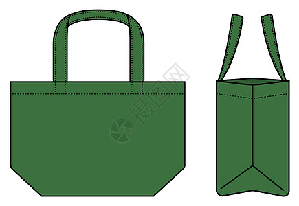 小手提袋 ecobag 购物袋模板矢量图和侧面 vie织物插图材料手提袋顾客生态消费者杂货店棉布环境图片