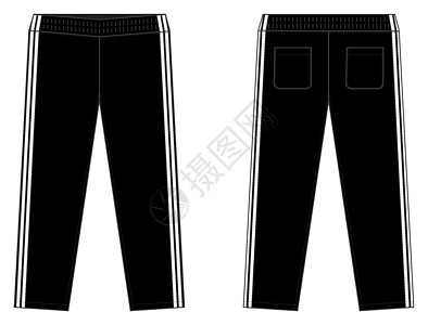 运动衫裤子矢量模板插图黑色和白色图片