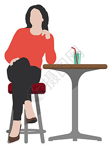 人们日常生活中常见的生活剪影矢量插图女人在咖啡馆图片