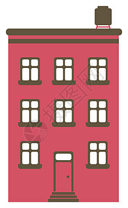 漫画建筑房屋公寓设计插图前视商业国家房子住宅阳台住房财产小屋家庭卡通片图片
