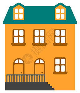 漫画建筑房屋公寓设计插图前视城市大厦村庄小屋家庭国家财产房子住房窗户图片