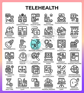 远程医疗概念图标图片