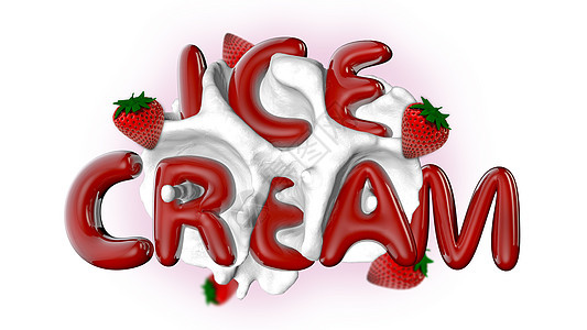 冰淇淋食物甜点海报配料横幅插图奶制品白色刻字背景图片