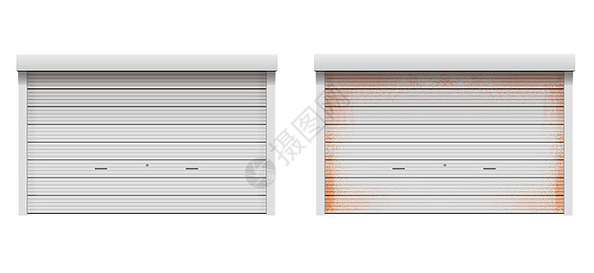 卷帘门矢量插图集正常和生锈的 versio房间工厂车库安全建筑贮存窗户入口滚筒店铺图片