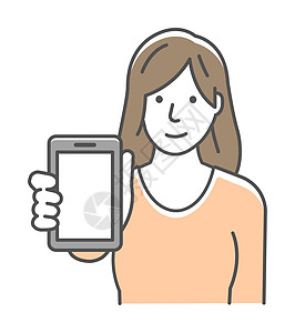 年轻女子展示智能手机显示矢量它制作图案男性电话互联网商业小样男人屏幕女士工具技术图片