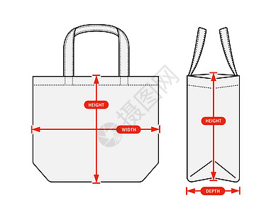 服装尺码图表矢量图 Tote ba图片