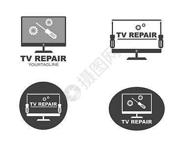 电视维修图标徽标矢量它制作图案焊接工作主板木板服务晶体管焊机技术员电路插图图片