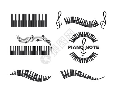 钢琴图标矢量插图设计展示笔记音乐广告牌钥匙娱乐声学音乐会黑色横幅图片