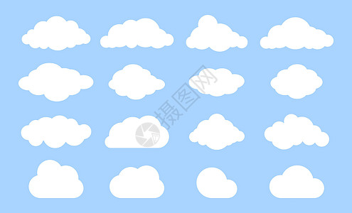 云层图形形状 数据设计元素 在蓝色背景上孤立的矢量云泡标签气候天空横幅旅行收藏天堂气泡空气天气图片