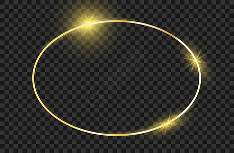 Oval 金框 黄金魔法圣诞闪亮边界 矢量现实的照明板图片