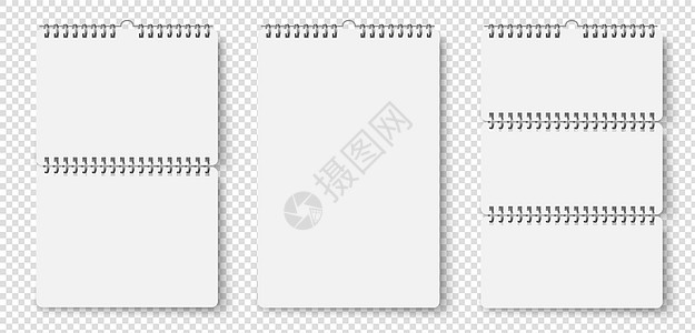 墙上用铁螺旋装订纸质日历 样机空白日历页面集 矢量逼真插图隔离嘲笑卡片海报床单报告笔记正方形日程广告笔记本图片