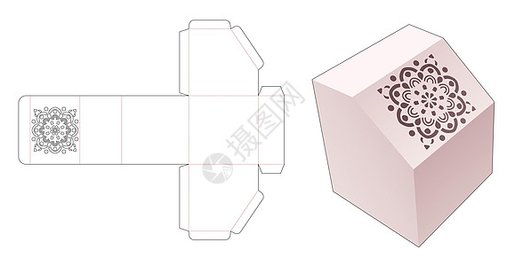 带曼陀罗模具模切模板的倒角礼品盒图片