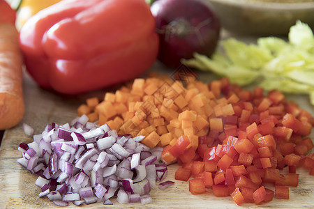 三种蔬菜 冷冻洋葱美食胡椒烹饪食物砧板红色图片