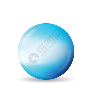 玻璃蓝球或珍贵珍珠 在白色背景上突出显示的光滑逼真的 ball3D 抽象矢量插图 带阴影的大金属泡泡艺术按钮反射气泡球体塑料水晶图片