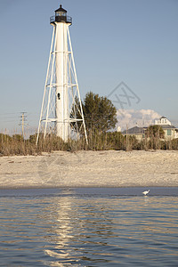 Gaspurilla岛灯塔天际天空旅行海洋全景日落地标晴天海滩白色图片