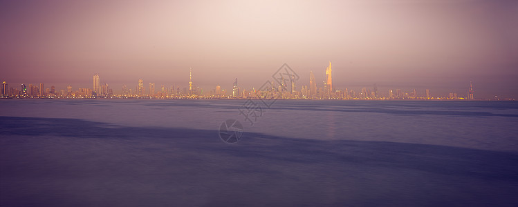 科威特城建筑 建筑首都蓝色天空日出市中心地标日落景观全景旅行图片