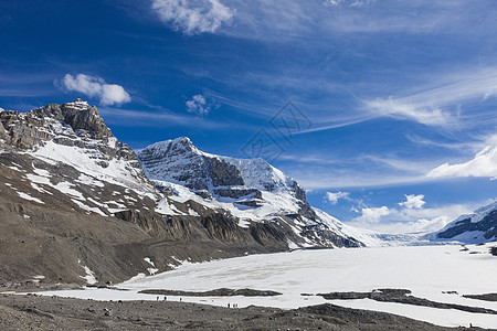 加拿大落基山脉的阿塔巴斯卡冰川顶峰晴天公园白色荒野旅行图片