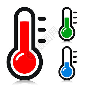 矢量温度温度计测量图标蓝色白色发烧红色医疗背景图片