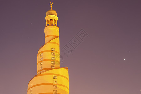 多哈法纳尔清真寺街道建筑学景观首都旅行城市全景地标蓝色天际图片