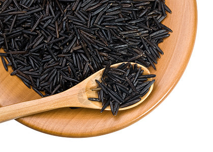 稻米谷粮食健康黑色谷物盘子食物文化背景图片