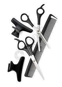 剪刀 细剪剪头发宏观沙龙造型师发刷发型刀刃金属美容师理发图片